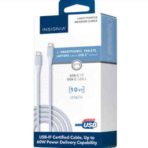 Câble tissé USB-C à USB-C de 3 m (9,8 pi) d'Insignia (NS-MCCC10PR22-C)