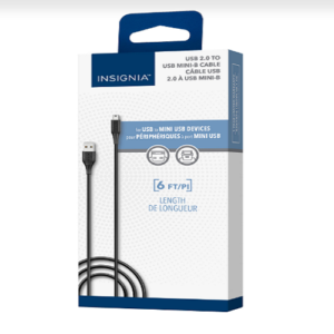 Câble USB-A à Mini USB de 1,8 m (6 pi) d'Insignia (NS-PC2AMU6-C)